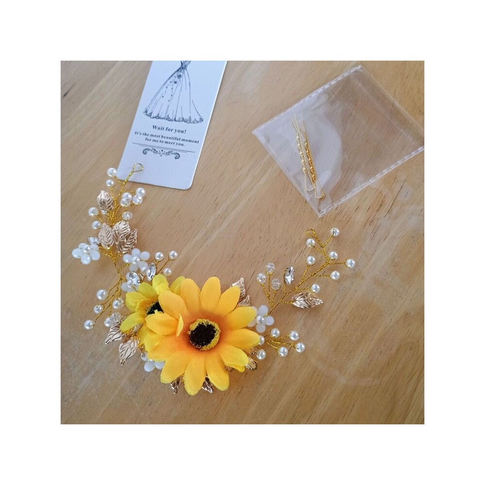 Sunflower Gold Metal Wire Hair Accessorie For Special Occasions